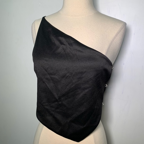 Zara NWT cut out Elegant Black One-Shoulder Top Size M ref 9110/295 - Picture 2 of 9